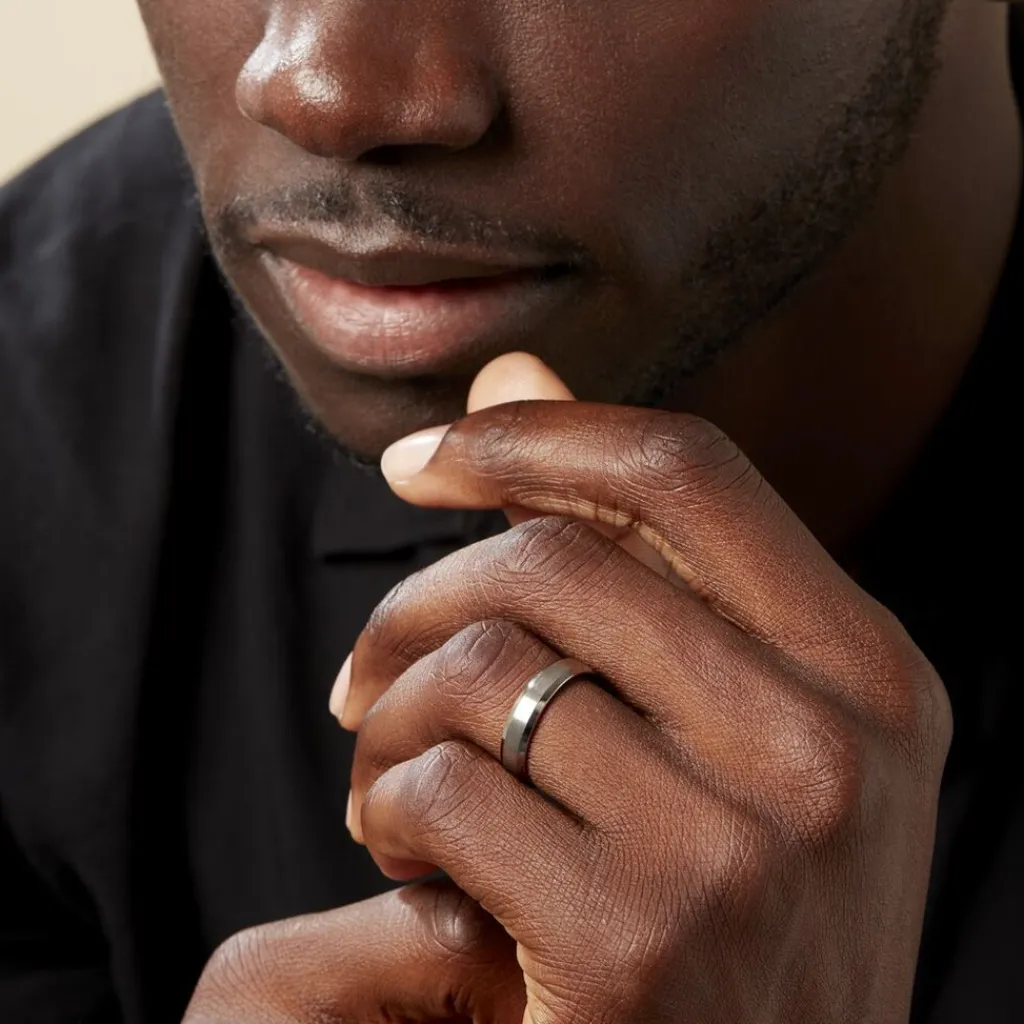 Histoire d'Or Alliance Mat Et Brillant Biseaute Ruban Plat Palladium Blanc Hot