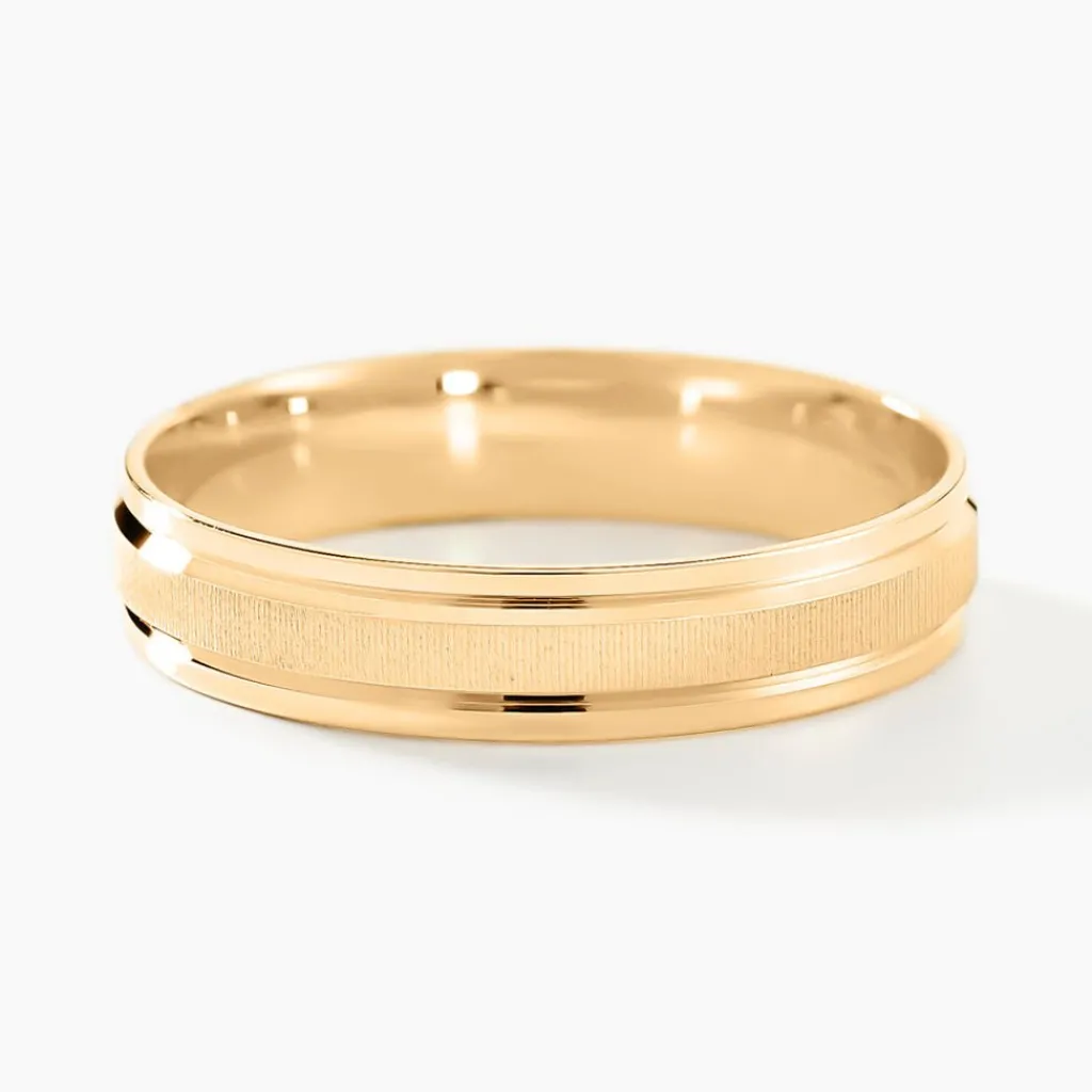 Histoire d'Or Alliance Mat Et Brillant Demi Jonc Classique Or Jaune New