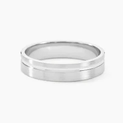 Histoire d'Or Alliance Mat Et Brillant Liseret Ruban Plat Palladium Blanc Outlet