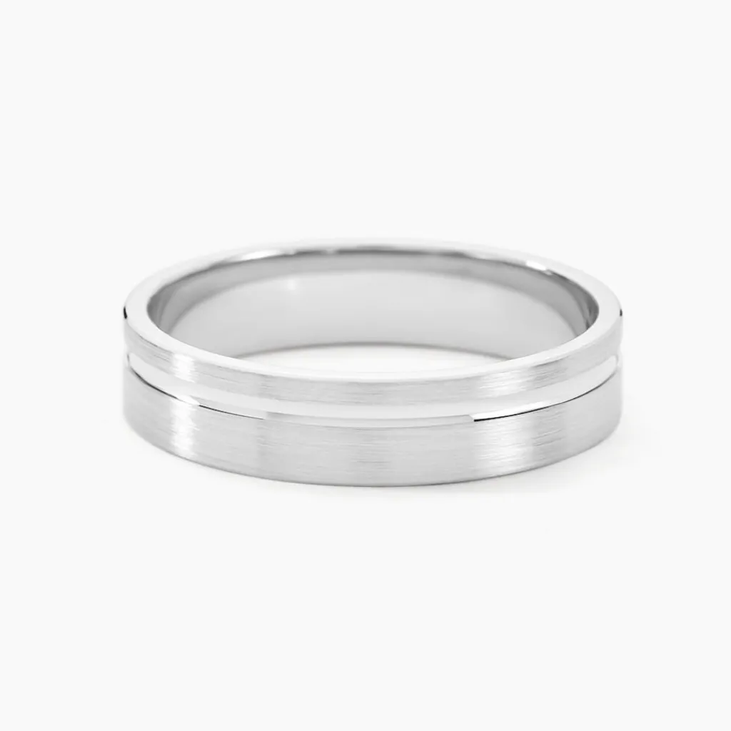 Histoire d'Or Alliance Mat Et Brillant Liseret Ruban Plat Palladium Blanc Outlet