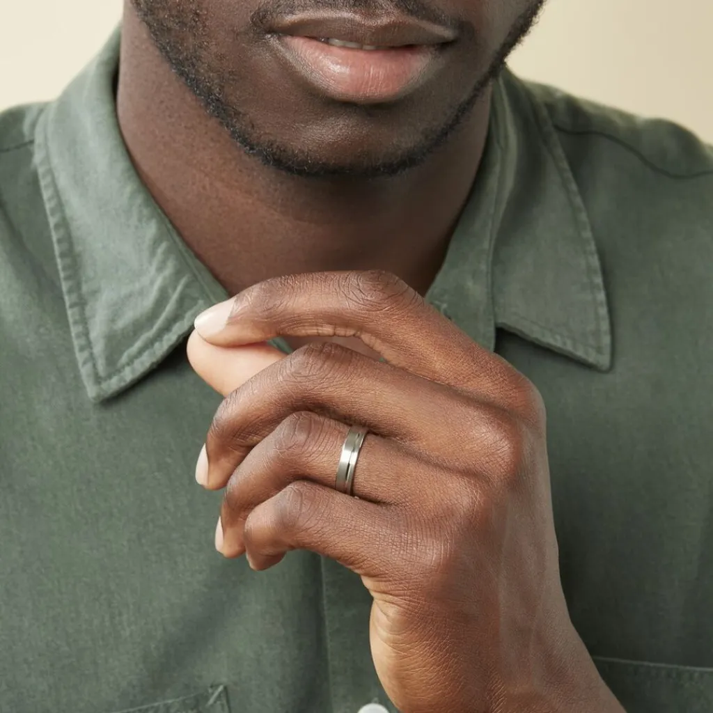 Histoire d'Or Alliance Mat Et Brillant Liseret Ruban Plat Palladium Blanc Outlet