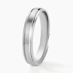 Histoire d'Or Alliance Mat Et Brillant Ruban Plat Palladium Blanc Best