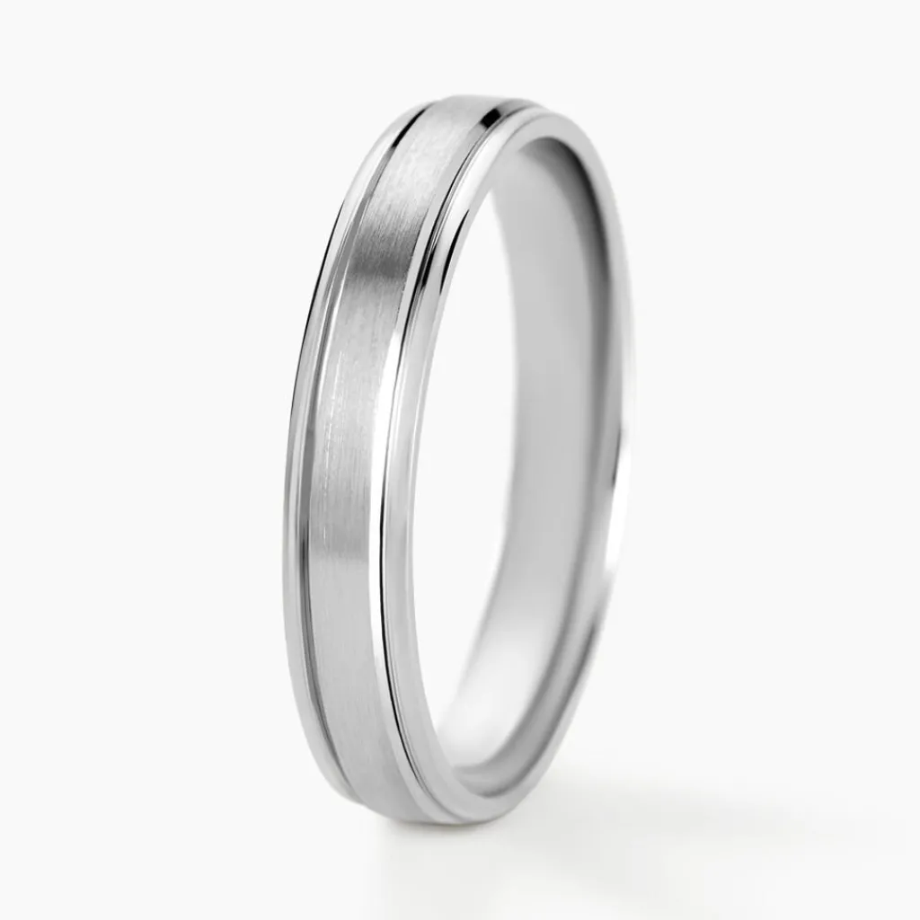 Histoire d'Or Alliance Mat Et Brillant Ruban Plat Palladium Blanc Best