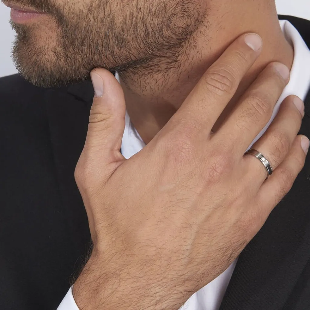 Histoire d'Or Alliance Mat Et Brillant Ruban Plat Palladium Blanc Best