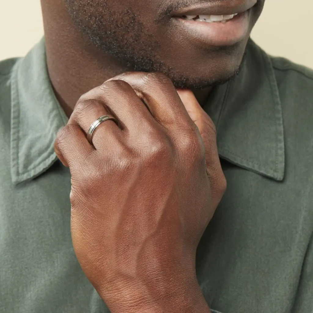 Histoire d'Or Alliance Mat Et Brillant Ruban Plat Palladium Blanc Best