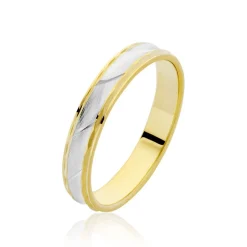 Histoire d'Or Alliance Mat Striee Ruban Plat Or Bicolore Clearance