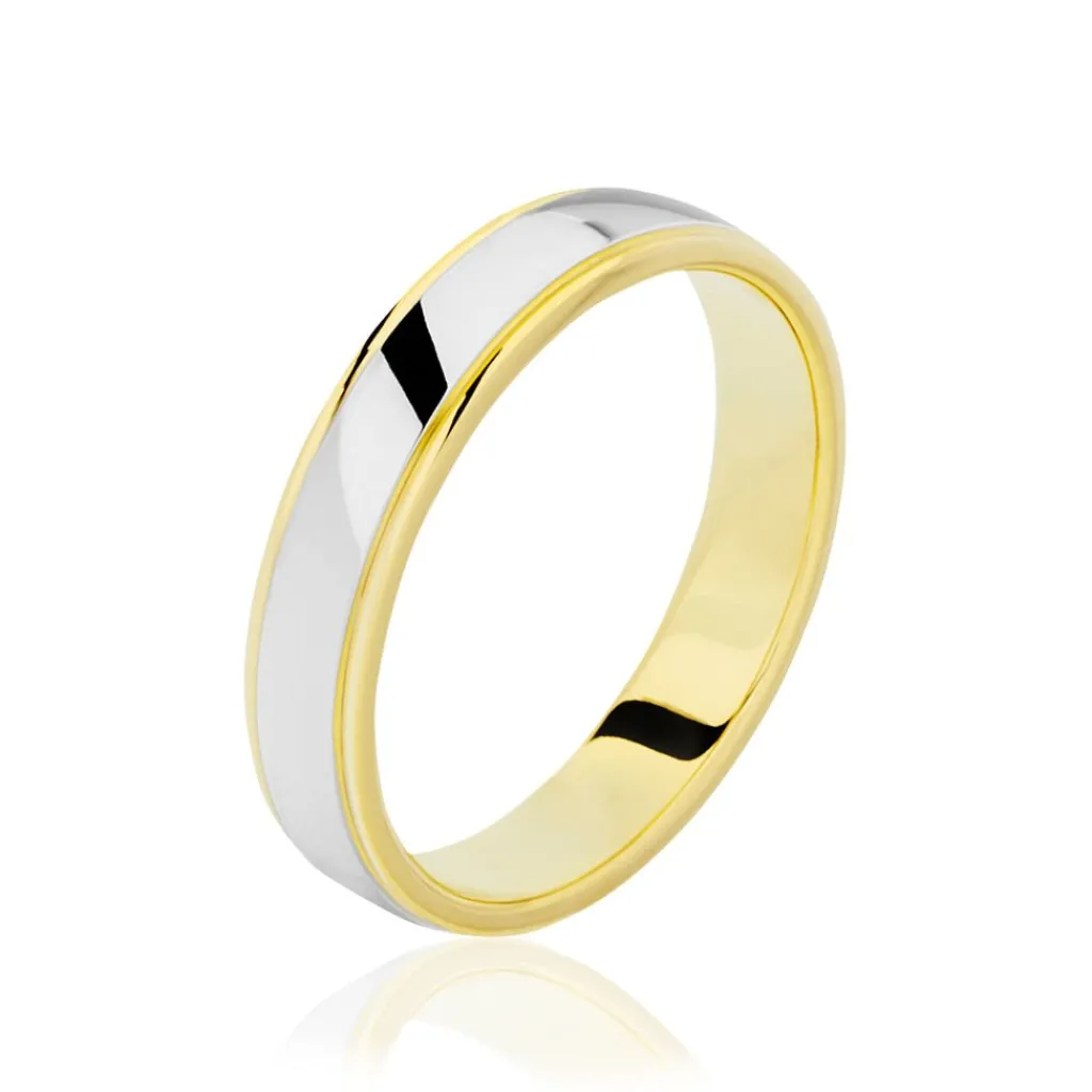 Histoire d'Or Alliance Miroir Ruban Plat Or Bicolore Clearance