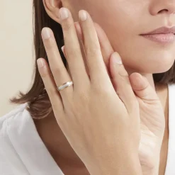 Histoire d'Or Alliance Miroir Ruban Plat Or Bicolore New