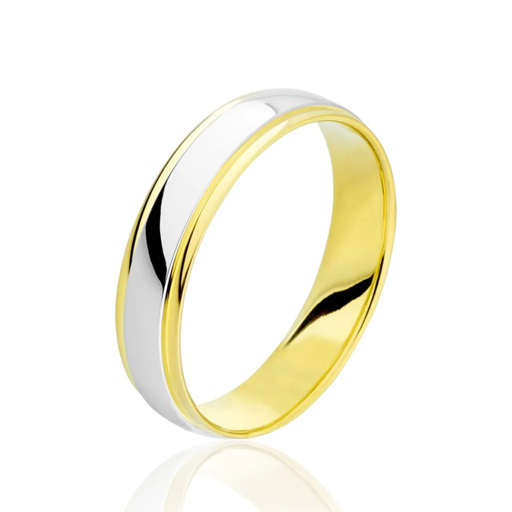 Histoire d'Or Alliance Miroir Ruban Plat Or Bicolore Best