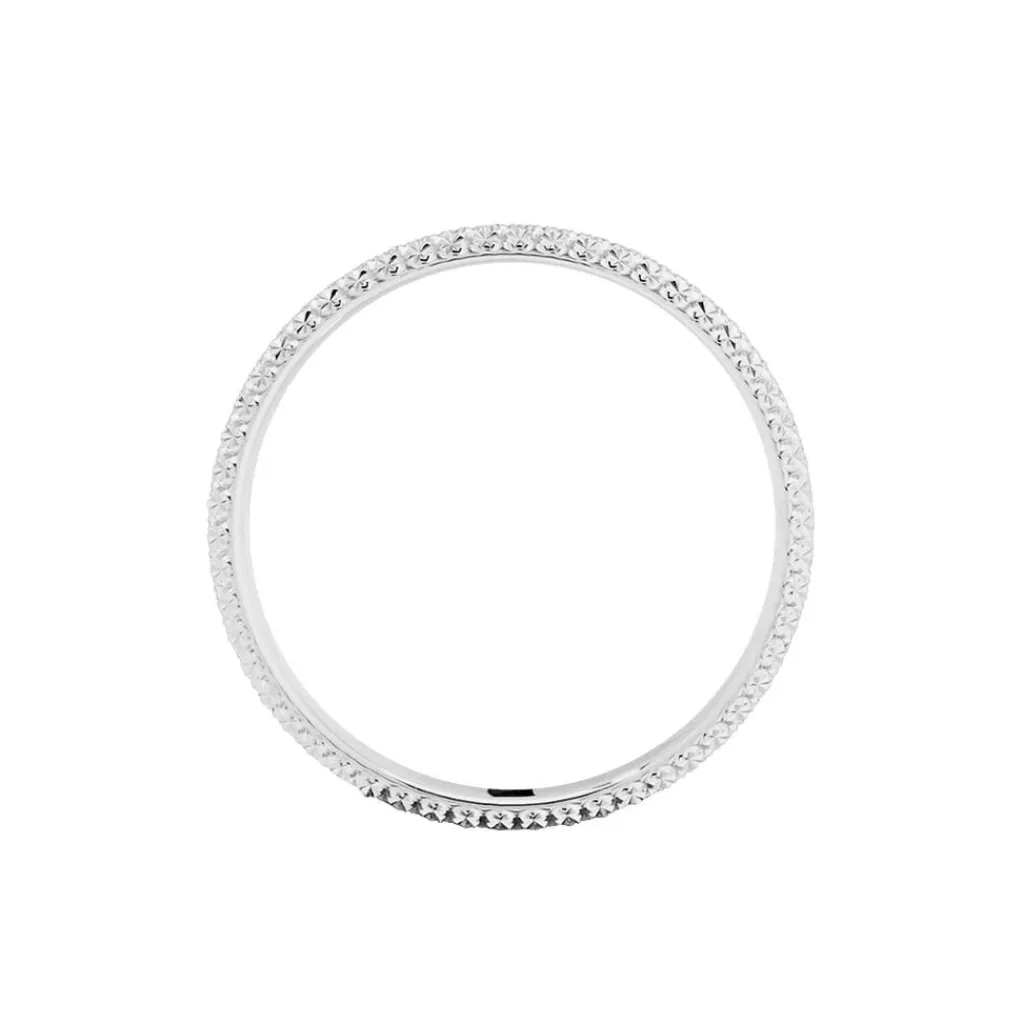 Histoire d'Or Alliance Multi Facettes Diamantee Ruban Plat or blanc