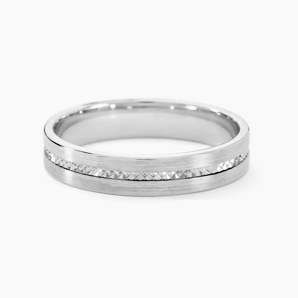 Histoire d'Or Alliance Nelcie Ruban Plat Argent Blanc Hot