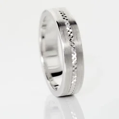 Histoire d'Or Alliance Nelcie Ruban Plat Argent Blanc Hot