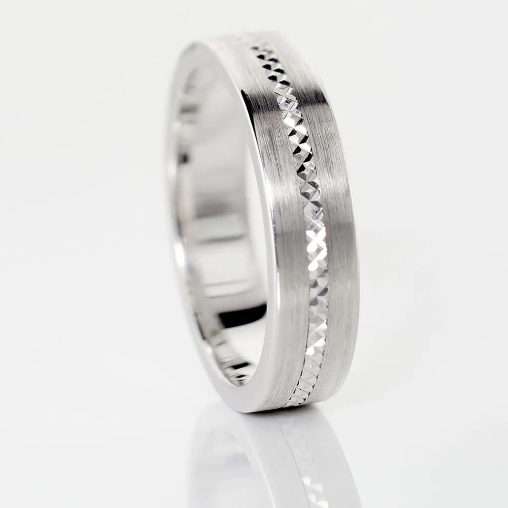 Histoire d'Or Alliance Nelcie Ruban Plat Argent Blanc Hot