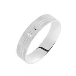 Histoire d'Or Alliance Nymphea Ruban Plat Argent Blanc New