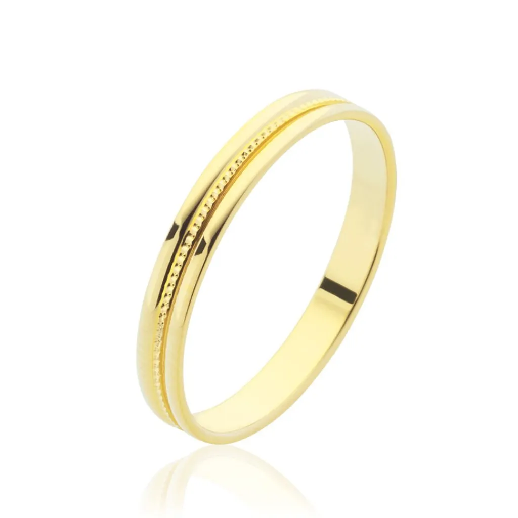 Histoire d'Or Alliance Perlee Ruban Plat or jaune New
