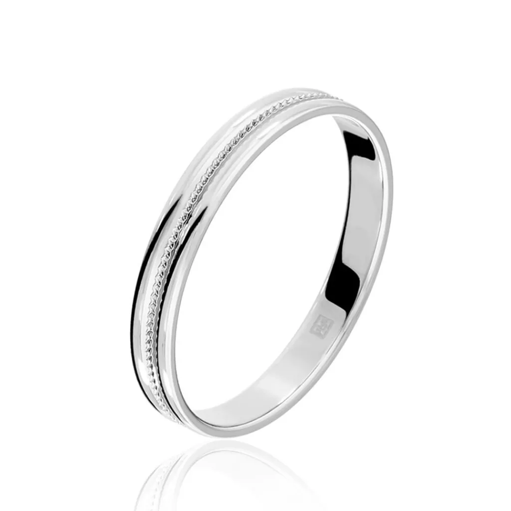 Histoire d'Or Alliance Perlee Ruban Plat or blanc New