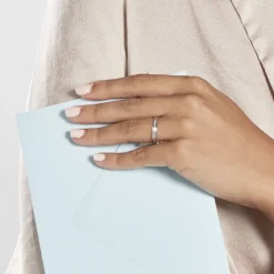 Histoire d'Or Alliance Perlee Ruban Plat or blanc New