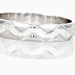 Histoire d'Or Alliance Phibie Ruban Plat Argent Blanc New