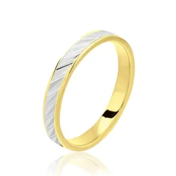 Histoire d'Or Alliance Raye Mat Ruban Plat Or Bicolore Online