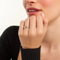 Histoire d'Or Alliance Romaine Ruban Plat Or Bicolore Hot