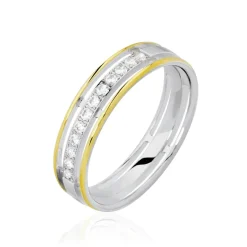 Histoire d'Or Alliance Serti Grains Ajoures or bicolore diamant Clearance