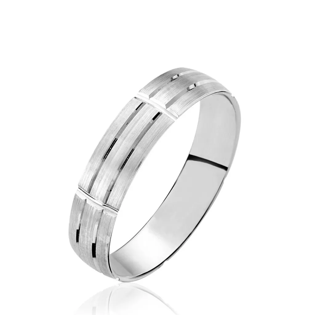 Histoire d'Or Alliance Sidaine Ruban Plat Or Blanc