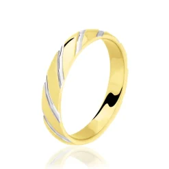 Histoire d'Or Alliance Strie Fantaisie Demi Jonc Classique Or Bicolore Hot
