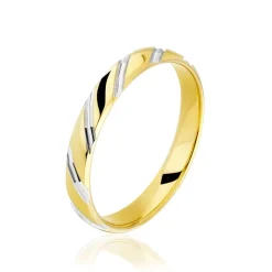 Histoire d'Or Alliance Strie Fantaisie Demi Jonc Classique Or Bicolore Clearance