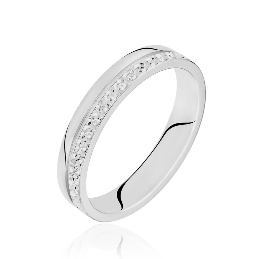 Histoire d'Or Alliance Sylvaincine Ruban Plat Or Blanc Discount