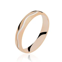 Histoire d'Or Alliance Vague Ruban Plat Or Bicolore