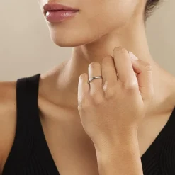 Histoire d'Or Aphroditia Demi Jonc Bombe Trouwring Wit Platina platine blanc Discount