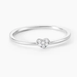 Histoire d'Or Bague Accumulation Coeur Argent Blanc Oxyde De Zirconium Hot