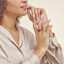 Histoire d'Or Bague Acier Doré Volcanus Agate