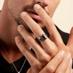 Histoire d'Or Bague Acier Vieillie Antonny Agate Sale