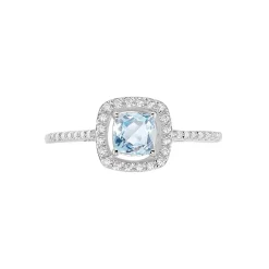Histoire d'Or Bague Adrienna Or Blanc Topaze Oxyde De Zirconium or blanc topaze bleu sky Clearance