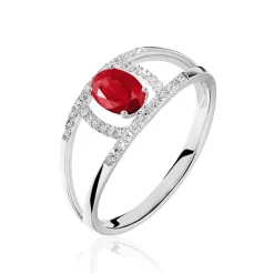 Histoire d'Or Bague Agathe Or Blanc Rubis Et Diamant