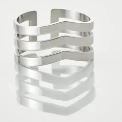 Histoire d'Or Bague Ajustable Abid Acier Blanc