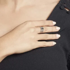 Histoire d'Or Bague Ajustable Abid Acier Blanc