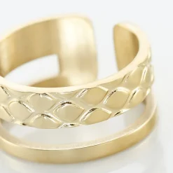 Histoire d'Or Bague Ajustable Abram Acier Doré Edelstahl Gelbgold New