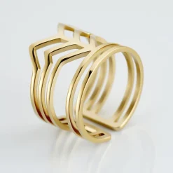 Histoire d'Or Bague Ajustable Adel Acier Doré Sale