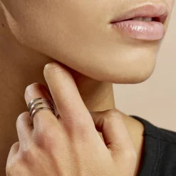 Histoire d'Or Bague Ajustable Adel acier blanc Clearance