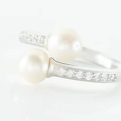 Histoire d'Or Bague Ajustable Argent Blanc Jeronimo Perle Oxydes De Zirconium New