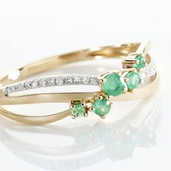 Histoire d'Or Bague Amarylis Or Jaune Emeraude Diamant Discount