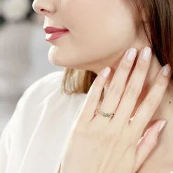 Histoire d'Or Bague Amarylis Or Jaune Emeraude Diamant Discount