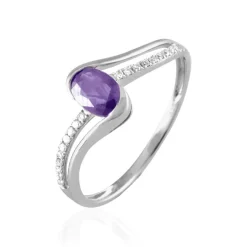 Histoire d'Or Bague Anja Or Blanc Amethyste Et Diamant Discount