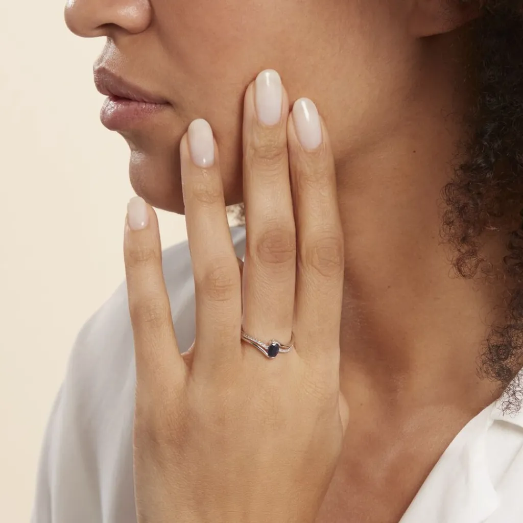 Histoire d'Or Bague Anja Et Diamant or blanc saphir Discount