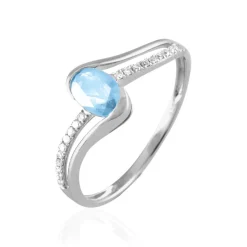 Histoire d'Or Bague Anja Or Blanc Topaze Et Diamant Hot