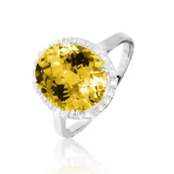 Histoire d'Or Bague Anna Or Blanc Citrine Et Diamant