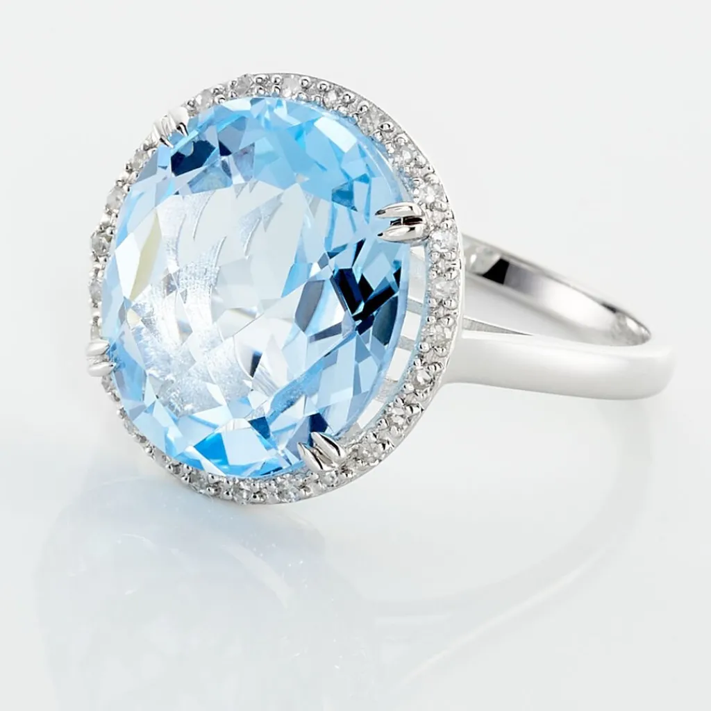 Histoire d'Or Bague Anna Or Blanc Topaze Et Oxyde De Zirconium or blanc topaze bleue Best