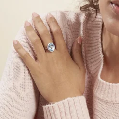 Histoire d'Or Bague Anna Or Blanc Topaze Et Oxyde De Zirconium or blanc topaze bleue Best